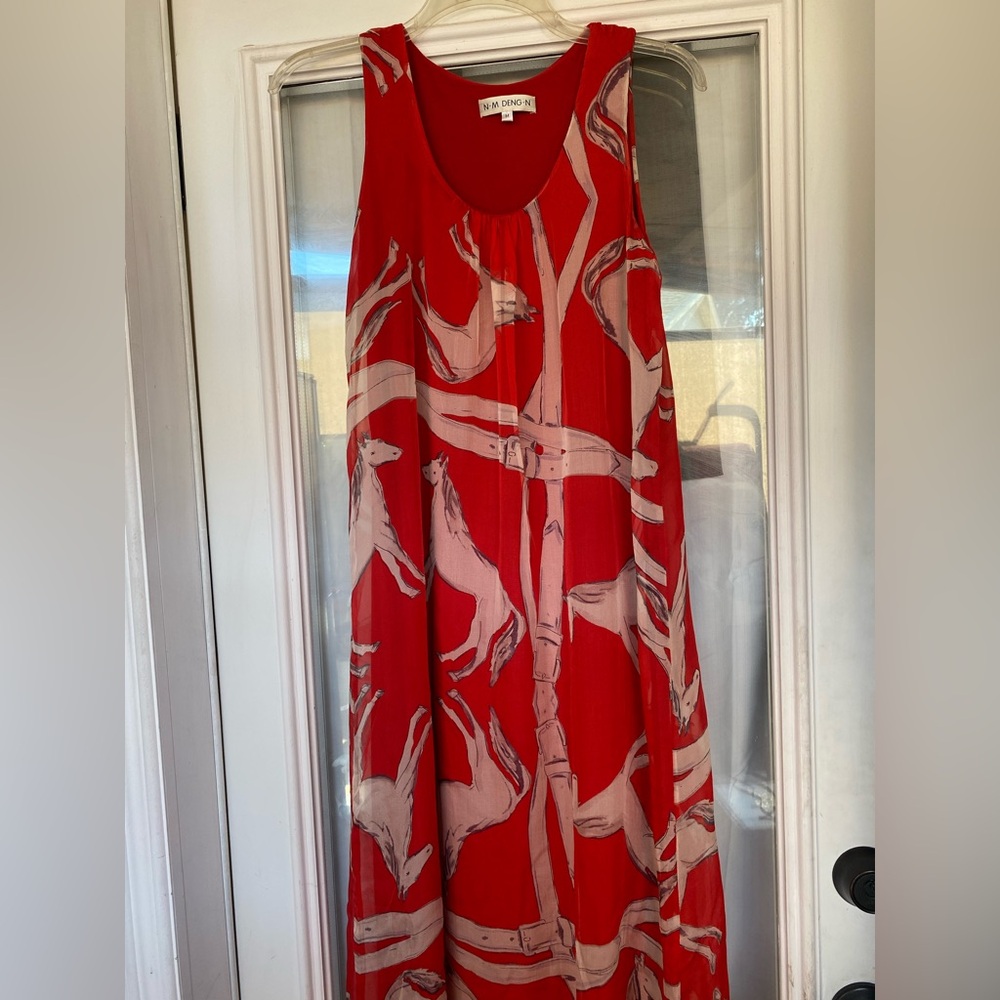Hermès Red Equestrian Print Dress